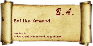 Balika Armand névjegykártya